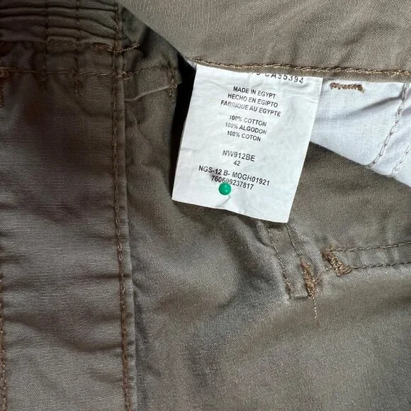 WRANGLER Shorts Men's Flat Front Slash Pocket 100% Cotton Cargos Brown 42rsr6 - Picture 3 of 14